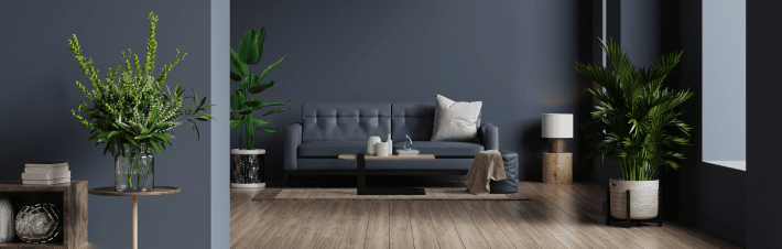 interior living room with sofa empty dark blue wall 3d rendering 1